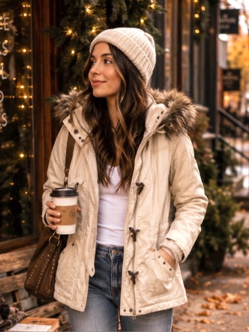 Vintage Y2K Abercrombie & Fitch Faux Fur Hood Toggle Coat | Women’s L